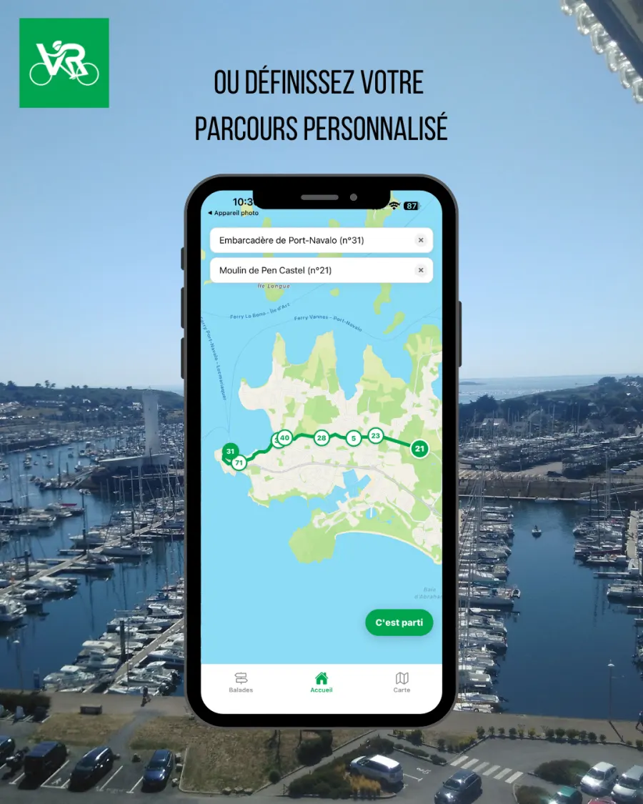Mockup : parcours personnalisé sur la carte